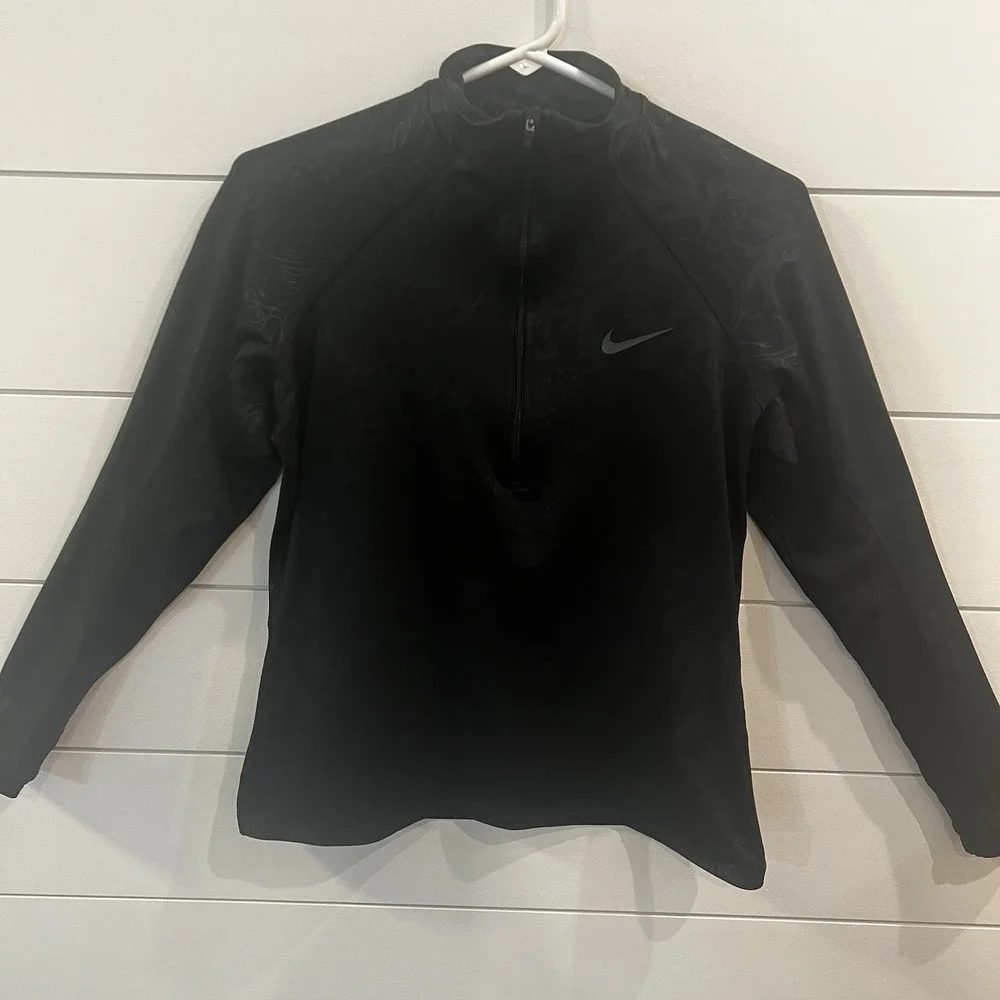 Nike Women's Dri-Fit 1/4 Zip Royal Print‎ Pullover Long Sleeve, Size M Running